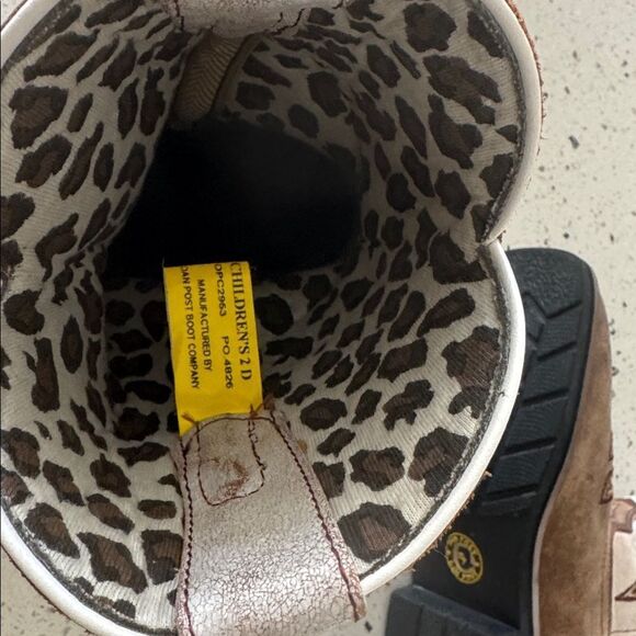 Dan Post Youth Cream and Brown Leather Western Boots Pull On Children’s Size 2 D - Picture 12 of 12